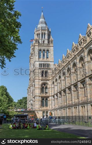 Side Facade of The Natural History Museum in London.. Side Facade of The Natural History Museum in London