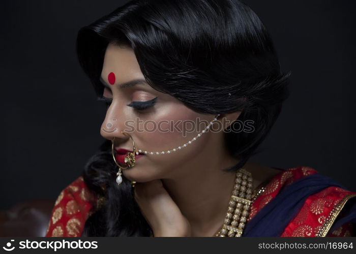 Side profile of a beautiful bride