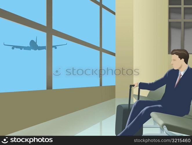 Side profile of a businessman sitting on a chair