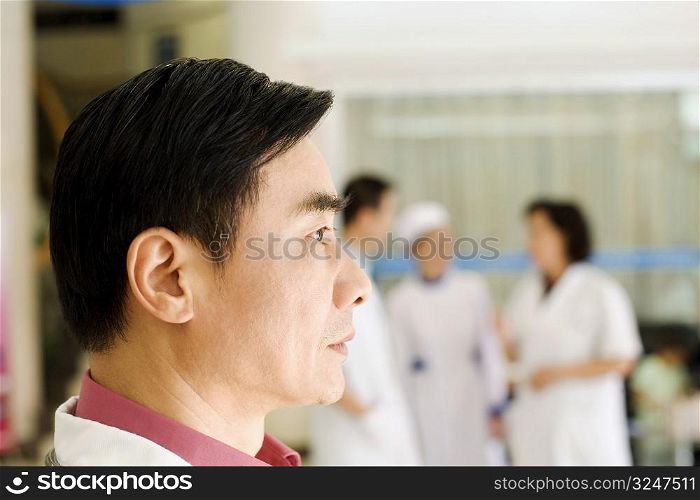 Side profile of a doctor