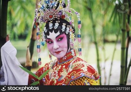 Side profile of a female Chinese opera performer, Singapore