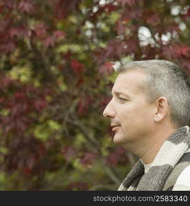 Side profile of a mature man