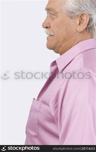 Side profile of a senior man