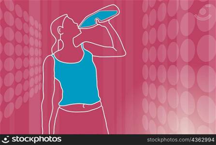 Side profile of a woman drinking water