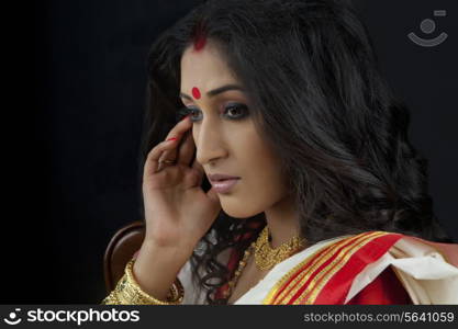 Side profile of Bengali woman