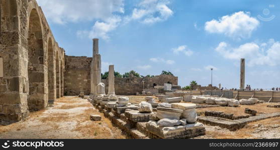 Side, Turkey 18.07.2021. Temple of Apollo in the Ancient city of Side in Antalya province of Turkey. Temple of Apollo in Side, Turkey