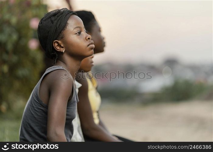 side view african children