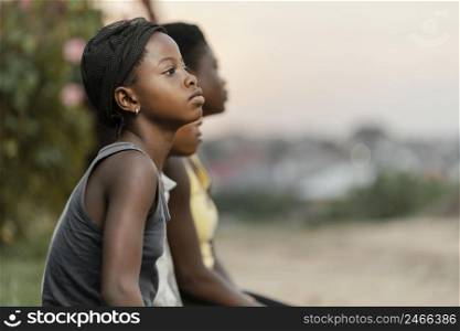 side view african children