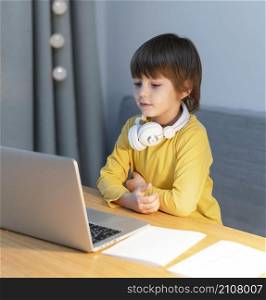 side view child online school interactions