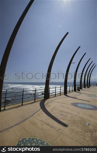 Side view from pier at Umhlanga Rocks in Durban, South Africa