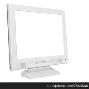 side view grey computer display with cutout screen isolated on white background
