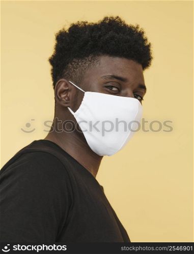 side view man with face mask