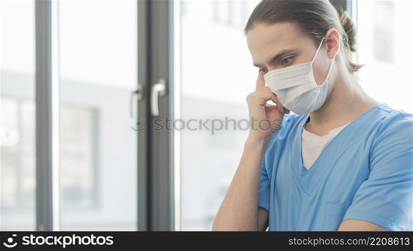 side view nurse man