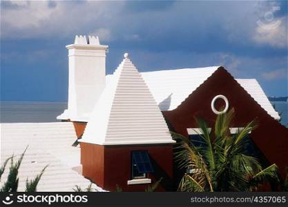 Side view of a building with white rooftop, Bermuda