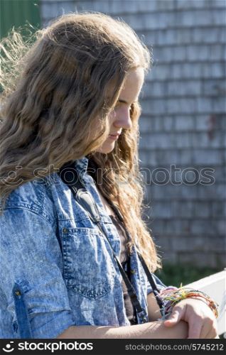 Side view of a girl, Green Gables, Prince Edward Island, Canada