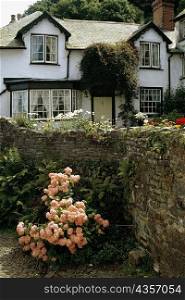 Side view of a house with a garden in its front, England