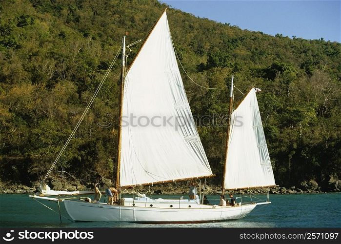 Side view of a sailboat, U.S. Virgin Islands