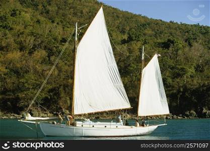 Side view of a sailboat, U.S. Virgin Islands
