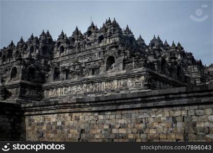 Side view of Borobudur temple, Java, Indonesia