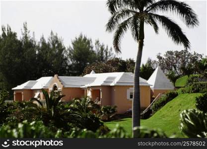 Side view of buildings with white roof, Bermuda
