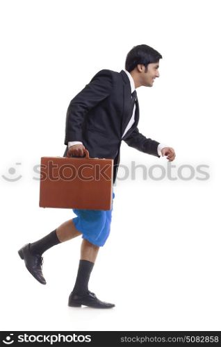 Side view of businessman walking