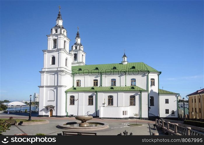 Side view of Cathedral of the Descent of the Holy Spirit in Minsk, Belarus