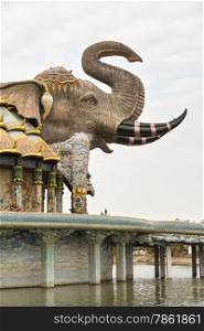 Side View of elephant dome of Wat Ban-Rai, Nakhon Ratchasima province, Thailand.