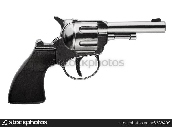 Side view of revolver isolated on white