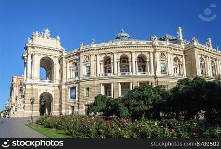 Side view of the Odessa National Academic Theatre of Opera and Ballet, Odessa, Ukraine