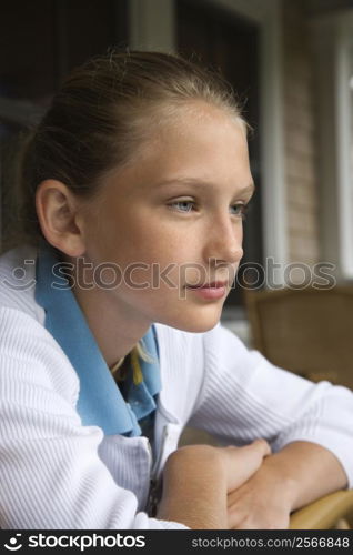 Side view portrait of Caucasian pre-teen girl