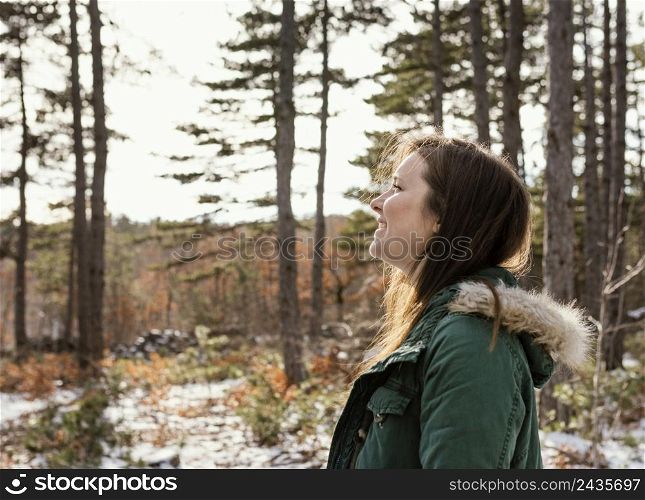 side view young woman nature 3