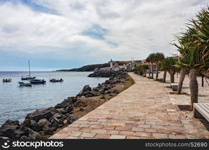 Sidewalk on the promenade of the city of Candelaria on the island of Tenerife (Canary Islands, Spain)