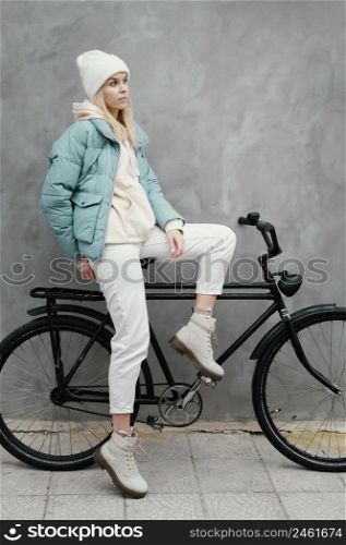 sideways her bike
