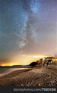 Sidmouth by night and the Milky Way