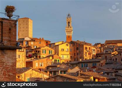 Siena. Aerial view of the city.. Aerial view of the city in the autumn day. Siena. Tuscany. Italy