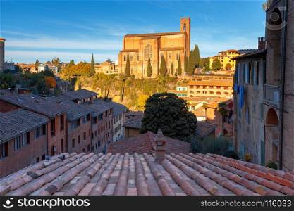 Siena. Basilica of St. Dominic.. View on the Basilica of St. Dominic. Siena. Tuscany Italy