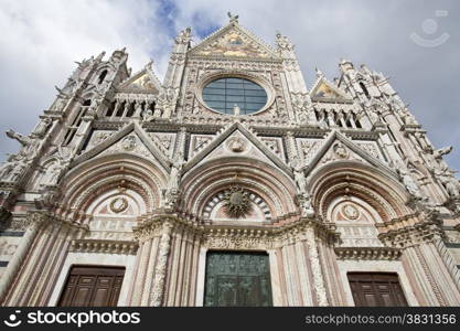 Siena Cathedral, also known as Duomo, built in French Gothic, Romanesque and Classical architectural styles.