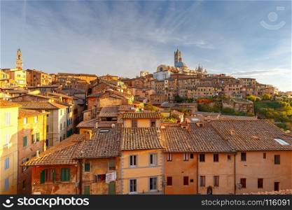 Siena. Cathedral on a sunny day.. View of the Cathedral on a sunny day. Siena. Tuscany. Italy.