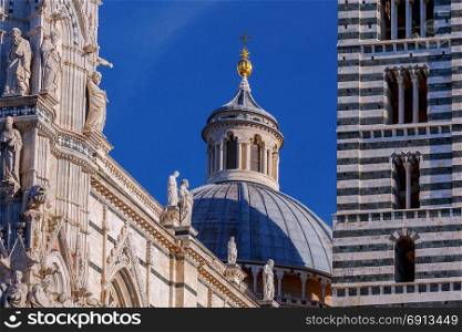 Siena. The Cathedral of the Blessed Virgin.. View on dome of the Cathedral of the Holy Virgin. Siena. Tuscany. Italy.