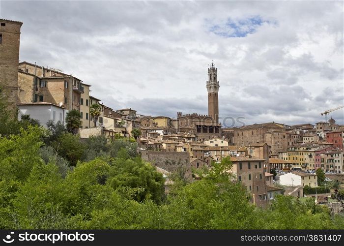 Siena under a grey sky, Tuscany, Italy