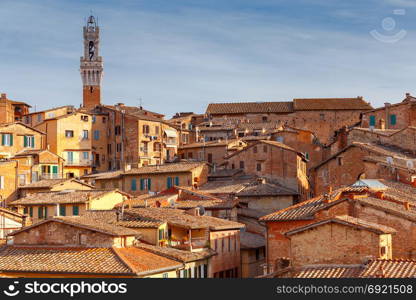 Siena. View of the old city district.. Old medieval district in the city Siena. Tuscany. Italy.