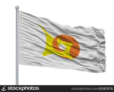 Siggiewi City Flag On Flagpole, Country Malta, Isolated On White Background. Siggiewi City Flag On Flagpole, Malta, Isolated On White Background