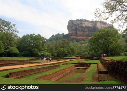 Sigiriya rock and people in Sri Lanka