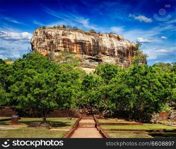 Sigiriya rock - famous Sri Lankan tourist landmark, Sri Lanka. Sigiriya rock, Sri Lanka