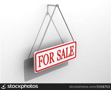 Sign &acute;for sale&acute;. 3d