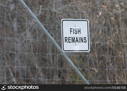 Sign board of fish remains, Hecla Grindstone Provincial Park, Manitoba, Canada