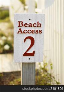 Sign for public beach access number two.