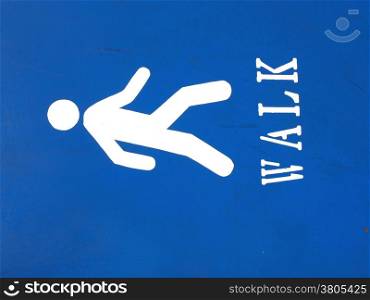 sign for run and walk tracks on the deck of cruise ship