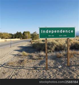 Sign for town named Independence.