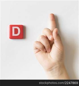 sign language hand showing letter d